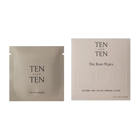 tenoverten - The Rose Wipes Acetone-Free Nail Polish Remover Cloths | Clean, Natural, Non-Toxic Nail Care (1 Box, 6 Wipes) Cover