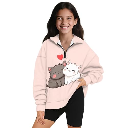 Kids Sweatshirt Soft Brushed Plus Velvet Zip-Up Hooded Sweatshirt Students Cartoon Jacket