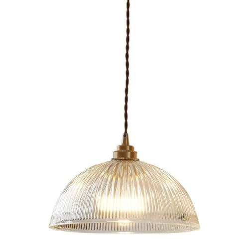 Luminaire suspendu en verre moderne | Lustre dôme rayé salon et bar