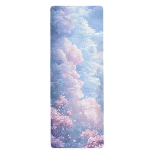 Kigai Yoga Mat Colorful Clouds Fitness Mat Eco-Friendly Non Slip Portable Foldable Floor Workouts Mat for Pilates Home Gym Exercise Beach 70.8x26 inch