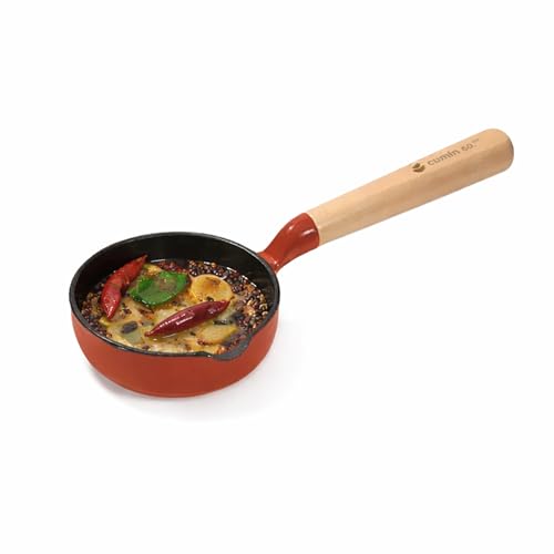 Image of CUMIN CO. Cast Iron Tadka Pan | 10cm| Induction Base Cookware | 10 Years Warranty | Non Toxic Small Tadka Pan for Spice Tempering /Seasoning | Chemical Free Coating | Color: Rust