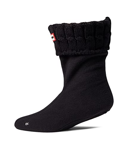 Hunter Calcetín Corto de Mujer con Coletas Gruesas Para Botas Cortas Wellington Original Modelo UAS3301RPY. (M (36-38), BLK Black)