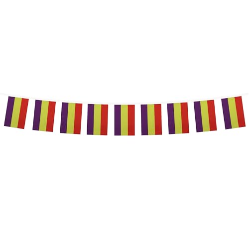 Image of AZ FLAG Second Spanish Republic 6 meters BUNTING Flag 20 flags 9'' x 6'' - Spain Republican STRING flags 15 x 21 cm