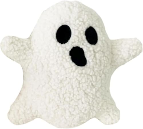 Divertida almohada de felpa suave con forma de fantasma, cojín de asiento creativo para decoración del hogar, almohada de felpa acogedora para sofá, dormitorio, sala de estar (1)