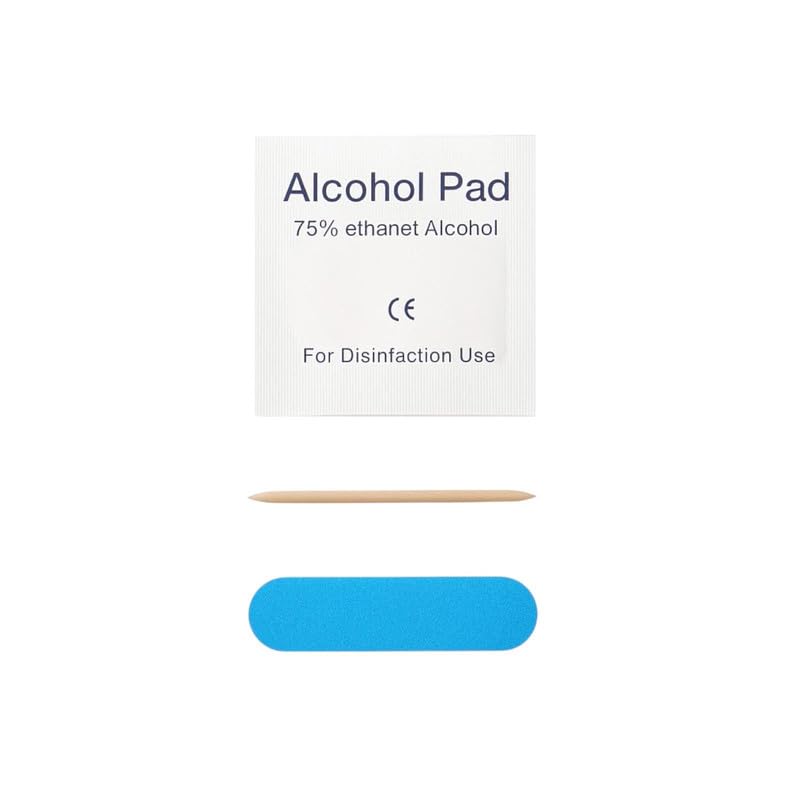 Sparkling Nailon 3-Piece Manicure Kit – 30 Pack | Includes Wooden Cuticle Pusher, Mini Nail File & Alcohol Pad | Professional Nail Care, Travel & Salon Essentials (Pack of 30 sets)