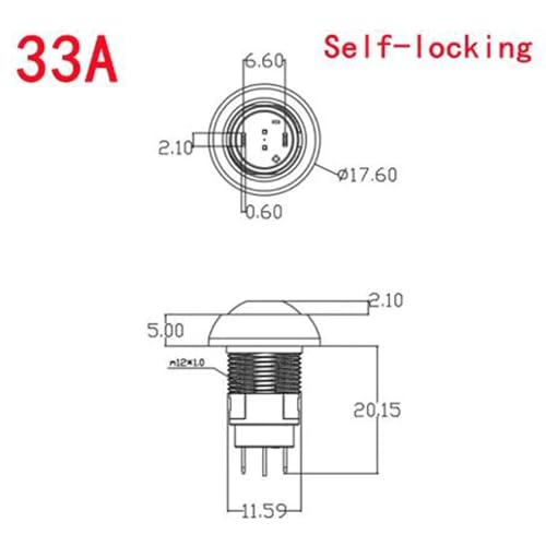 Interruptor pulsador pequeño con autobloqueo de 12mm ON OFF para controlar circuitos de 250V 7