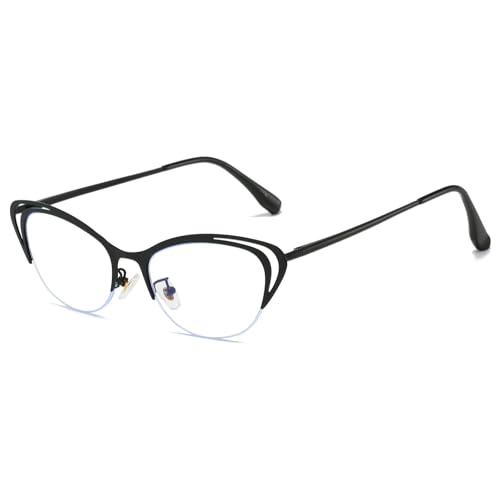 LJCZKA Occhiali Luce Blu Donna Occhi di Gatto Montatura Occhiali Finti Piccoli Anti Affaticamento per PC Gioco Lettura