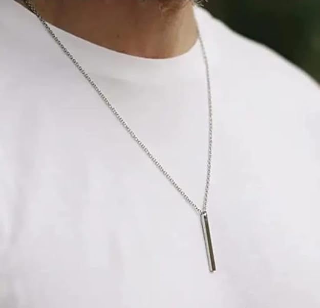 Image of Men's Jewellery Black Chain For Men Boys Geometric Stainless Steel Black Locket Pendant with 3D Chain combo pack of 2pcs gifts