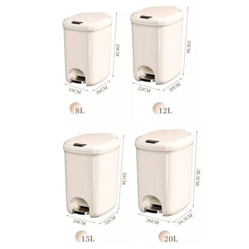 Cubo de basura para oficina beige rectangular con pedal higiénico 2