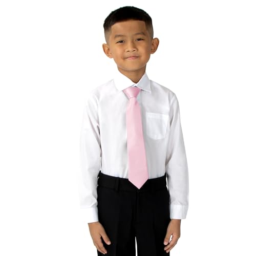 Spring Notion Boys' Satin Zipper Necktie Light Pink Medium3
