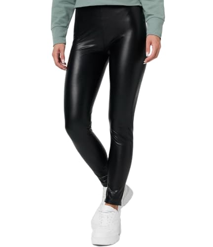 Nur Die Leggings in Leder-Optik Relax & Go Kunstleder High Waist Treggings mit weicher Innenseite & Bund Damen schwarz S