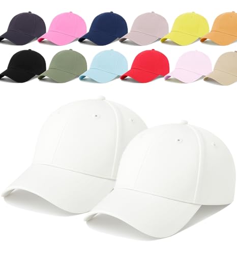 Image of Unisex Adjustable Baseball Cap Pack of 2 - Solid Color, Breathable, Stylish Cotton Caps for Men & Women - Outdoor Sports, Travel, Casual Wear