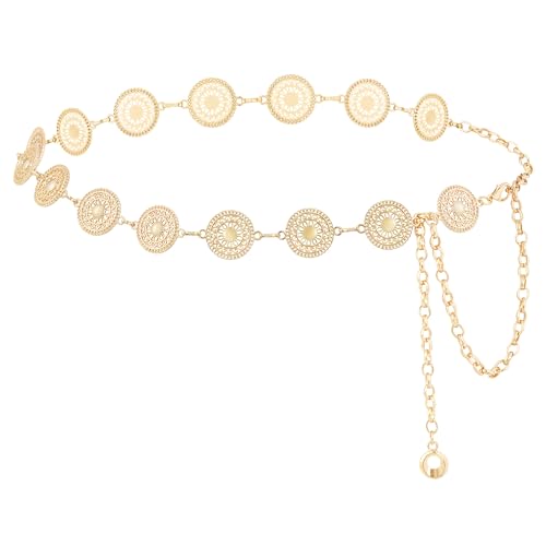 Western Metal Concho Belt for Women Cowgirl Boho Turquoise Chain Belts for Dresses Jeans Country Concert Outfit