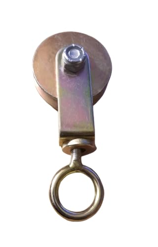 Image of SP Electron Golden Solid Metal Roller Pulley with Round Hook for Lifting Rope, Gym, Exercise, Pull up bar, Climbing, Hanging,etc. (Pack of 1)