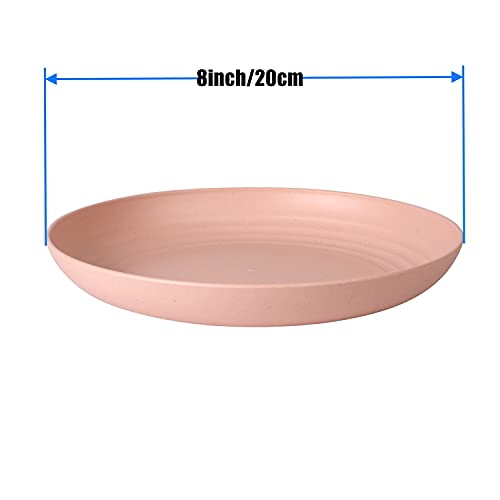 Image of CAMBUY Wheat Straw Plates 8 Pack 8 Inch Reusable Large Dinner Plate Set | Unbreakable Lightweight Dishwasher & Microwave Safe Daily Use Dinner Dishes for Kitchen Outdoor Camping