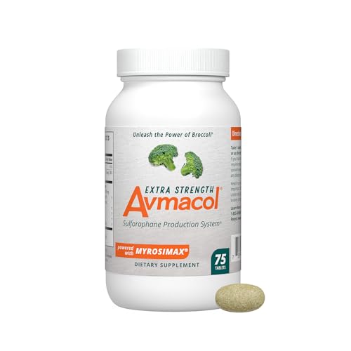 Nutramax Laboratories Avmacol Extra Strength #1 Researched Sulforaphane-Producing Brand for Detoxification with Glucoraphanin and Active Myrosinase, Immune Health, Adults & Children, 75 Tablets