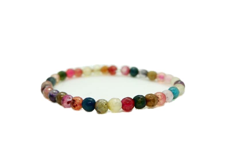 Bracelet agate multicolore perles 4mm élastique lithothérapie