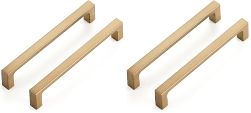 Image of Ravinte Champagne Bronze Kitchen Square Cabinet Handles 5 Inch 20 Pack