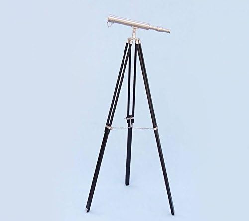 Nauticalmart Floor Standing Brushed Nickel Harbor Master Telescope 50"