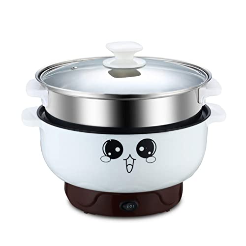 REJOON Multifunctional Electric Frying Pan Heating Pan Electric for Cooking Rice Hotpot Soup Steam Eggs Fried Noodles Small Kitchen Cooker Non-Stick with Steamer (Size : 20cm)