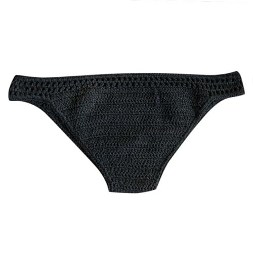 IMMEE Product Category Women's Panties - Fashionable Handmade Solid Color Briefs Beach Bikini Bottoms for Everyday (Black,M)