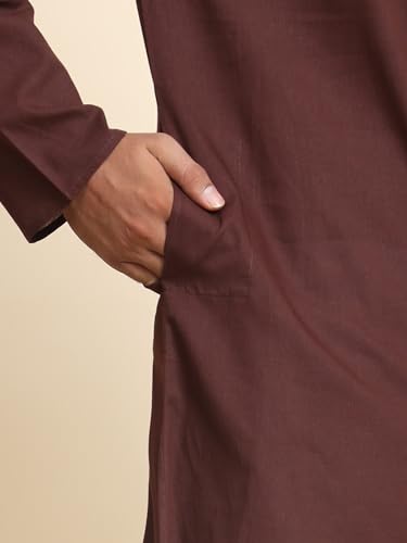 Image of Men's Cotton Solid Dress Long Kurta Regular Fit Casual