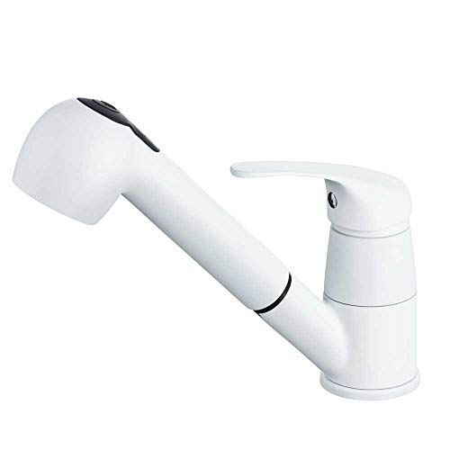 Sanlingo Cocina Fregadero Moderno Grifo Monomando Extraíble Blanco Cover