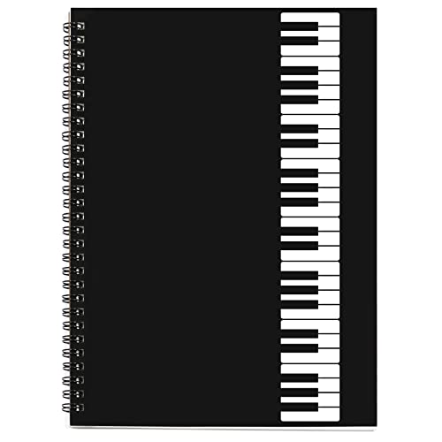 Music Notebook, Blank Sheet Note book, Cardboark Spiral NoteBook Manuscript Paper, Composition Staff Paper for Kids, Musician, Students, Piano-Keyboard-Music-Notebook 100 Pages 26x19cm