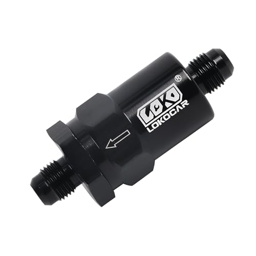 LokoCar 6AN Billet Inline Fuel Filter Adapter Fitting 30 Micron Fits For Car EFI & Carb Fuel Systems Aluminum Black