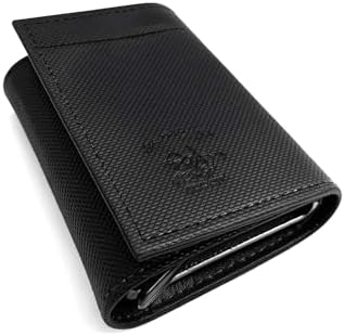 RFİD ÖZELLİKLİ PATLI MEKANİZMALI CÜZDAN KARTLIK -DOKULU SUNİ DERİ (SİYAH) - Görsel 1