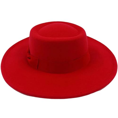 Men’s and Women’s Winter Felt Fedora Hat Flat Top Concave Convex Jazz Cap Fashion Wide Brim