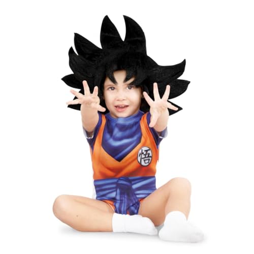 My Other Me - Disfraz camiseta de Goku para niño con mono en azul y naranja, talla 12 meses. Adéntrate en el mundo del anime con estilo.