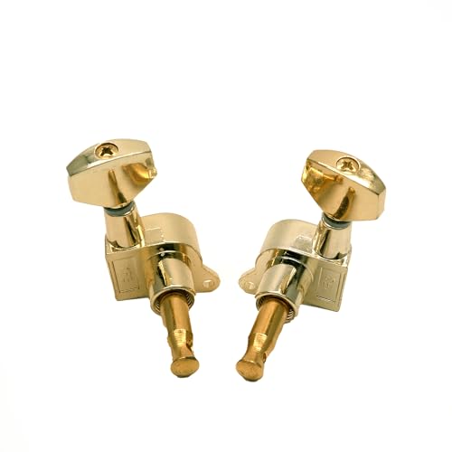 harpfeas 6 Pieces 3L3R Guitar tuner pegs,small Square Sealed guitar tuning pegs tuners machine heads,for Acoustic or Electric Guitar (Gold)