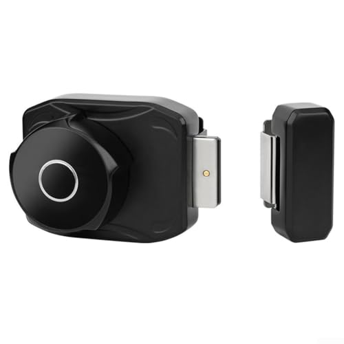 Cerradura de puerta inteligente, cerradura inteligente de huellas dactilares para puertas corredizas, cerraduras de seguridad electrónicas para el hogar, dormitorio, hotel, oficina, apartamento (negro