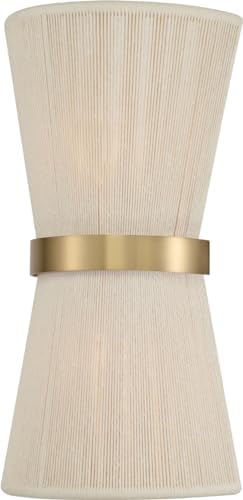 Capital Lighting 641221NP Cecilia Transitional Artisan Luxe Art-Inspired Wall Sconce Light, 2-Light 120 Total Watts, 16" H x 9" W, Bleached Natural Rope and Patinaed Brass
