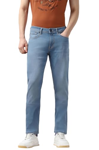 Image of Peter England Men's Slim Tapered Jeans | Heavy Wash Denim | Casual Wear | Modern Fit