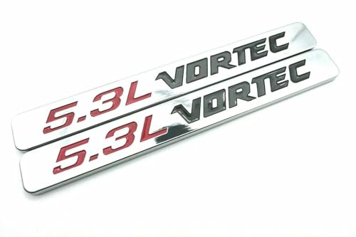 Image of Hood Door Side Emblems Engine 3D Badge Nameplate Decals Fits for 5.3l Vortec 2PCS (Silver Black)
