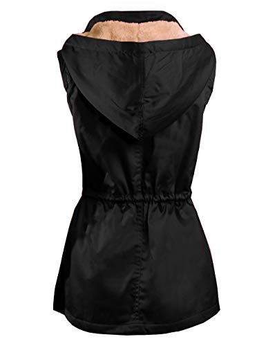 Ollie Arnes Women's Lightweight Sleeveless Utility Anorak Vest Jackets 84N_Black S #TOP1