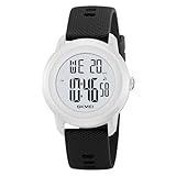 Gosasa Exclusively for Young Students! Multi-Color Digital Watch, Waterproof to 50 Meters, Comfortable PU Silicone Strap, Sports Style, a Daily Must-Have (Black White)