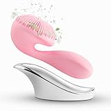 RONUX 2 in 1 Silicone Facial Cleansing Brush, Deep Cleanser Skincare Tools, Electric Waterproof Massager & Exfoliator, Blackhead & Pore Cleaner, Body & Face Scrub Gift for Women Men (Pink)