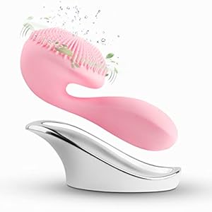 Silicon Facial Cleansing Brush – Electric, Rechargeable, Waterproof IPX7 – Rotating Magnetic Beads – 4 Function Modes – Face Massage for Deep Cleaning – Magnetic Charging Base – Ergonomic Handle