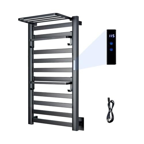 LANMEL 2 in 1 Towel Warmer Rack & Towel Rack Wall,10 Bars Electric Wall Mounted Heated Towel Racks...