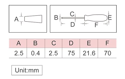 DINKLE Slotted screwdriver, DNT11-0102,size 2.5mm x 75mm