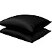 NTBAY Zippered Satin Pillow Cases for Hair and Skin, Luxury Standard Hidden Zipper Pillowcases Set of 2, 20x26 Inches, Black