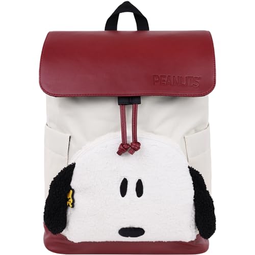 Peanuts Mochila Snoopy, bolsa de viagem pequena com aba para homens e mulheres, alças ajustáveis, multi, média