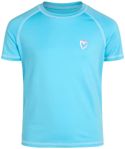 Image of Pink Platinum Girls Rash Guard Shirt - 2 Pack UPF50+ Sun Protection Quick-Dry Swim Shirt Short Sleeve Rash Guard for Girls