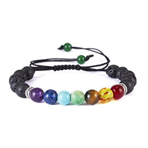 Bracelet en Pierre Naturelle Bracelet en Lave de Guérison Charme Chakra Hommes Femmes Bracelet Cover