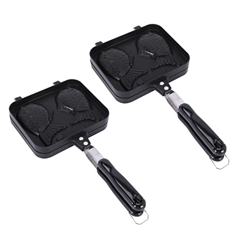 Sefdrert 2X Taiyaki Shaped Hot Dessert Waffle Cake Maker Pan Japanese Pancake Double Pan Fry Pan