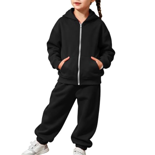 Conjuntos de dos piezas suaves con sudadera y pantalón elástico para niñas activas