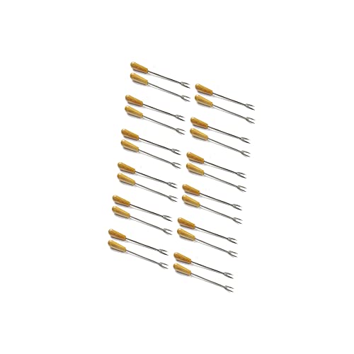 Pack de 24 pinchos de dos púas para comer caracoles o aperitivos de madera de olivo